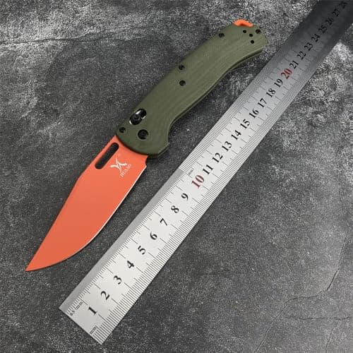 Taggedout Axis Lock Knife for Men - D2 Blade, G10 Green Handle, Manual Open, with Deep Carry Clip