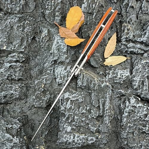 Large Push Button Lock Pocket Knife for Camping, Hunting, Hiking - Red