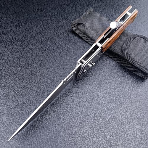 Stainless Steel 9.6 Inch Tactical Hunting Folding Knife with Flashlight, Men's Outdoor Survival Tool
