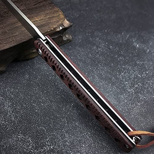 HUAAO 7.3” Folding Pocket Knife, D2 Steel Blade, Rosewood Handle, Liner Lock, Hunting & Camping