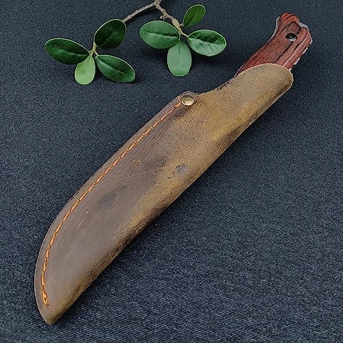 HUAAO 8.6in Fixed Blade Hunting Knife with Wood Handle and CPM-S30V Blade