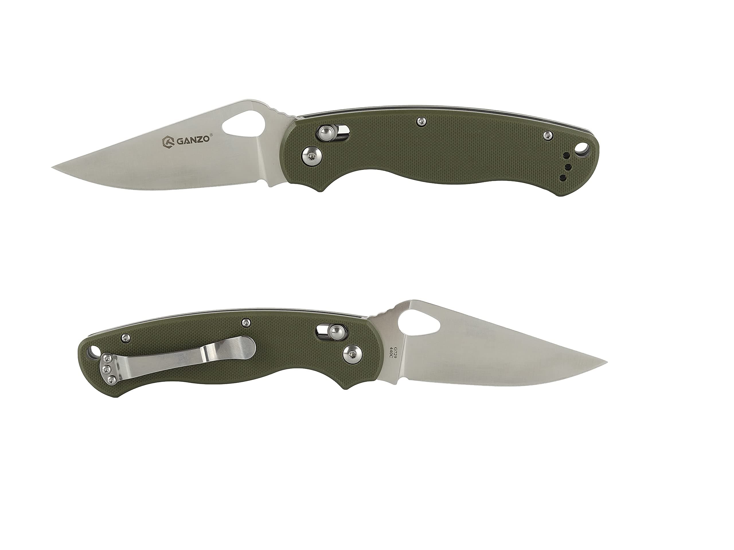 Ganzo G729-GR Green Folding Pocket Knife, 440C Blade, Ergonomic Handle, Outdoor Essential