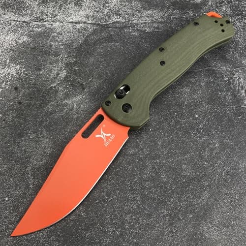 Taggedout Axis Lock Knife for Men - D2 Blade, G10 Green Handle, Manual Open, with Deep Carry Clip