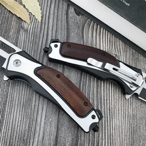 Flipper Pocket Folding Knife for Men, Liner Lock with Glass Breaker and Belt Clip