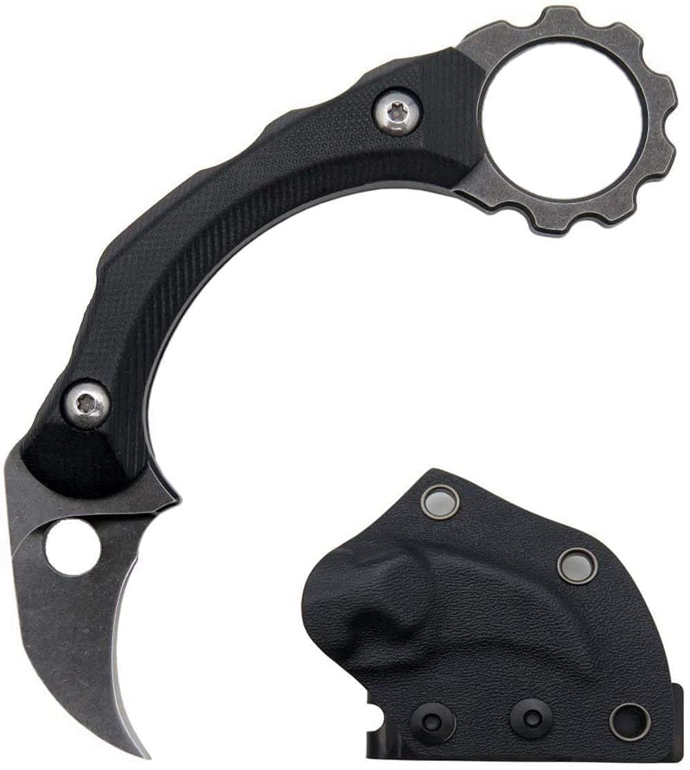 Canku C1105 D2 Steel Fixed Blade Knife, G10 Handle, EDC, Outdoor Survival, Camping (Black)