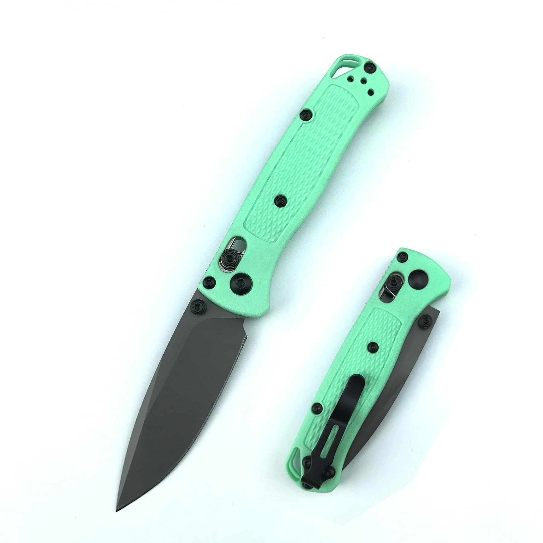 6.5 Inch Axis Lock 7Cr17Mov Blade Bugout Pocket Knife, Green Grivory Handle for Camping and Hunting