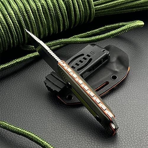 HUAAO Hidden Canyon Hunter Fixed Blade Knife for Men - Full Tang 8Cr13Mov Blade with G10 Handle, Kydex Sheath for EDC, Hunting, Camping, Fishing, Self Defense (Orange G10 Handle)