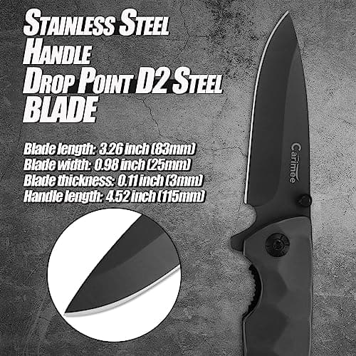 Premium EDC Pocket Knife - 3.3", Ti-Coated D2 Steel Blade