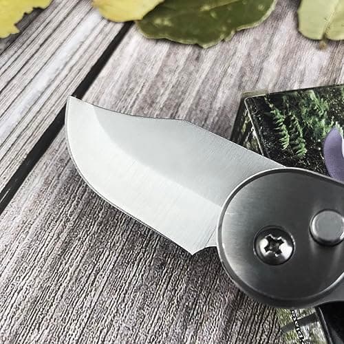 Assisted Opening Pocket Knife, 2" 5CR13MOV Blade, Wooden Handle, Perfect for Camping & Survival