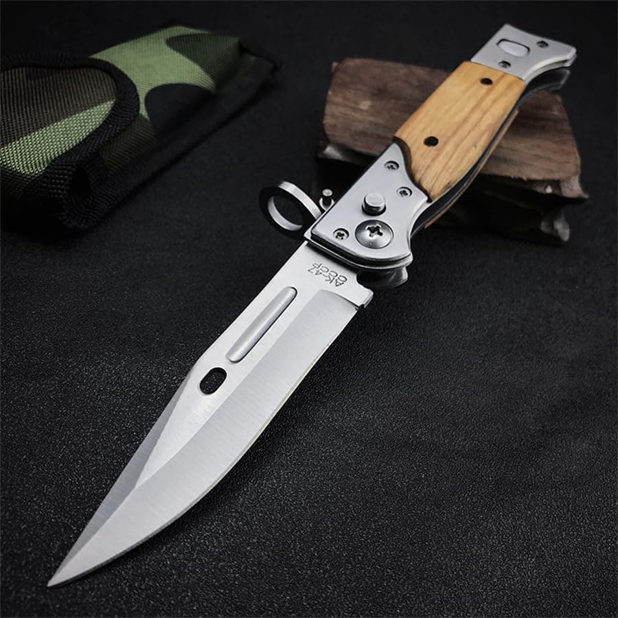 Goshawk 9" AK47 Push Button Pocket Knife，8Cr13Mov Steel，EDC Tactical Knife
