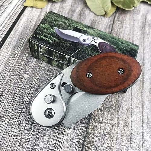 Assisted Opening Pocket Knife, 2" 5CR13MOV Blade, Wooden Handle, Perfect for Camping & Survival