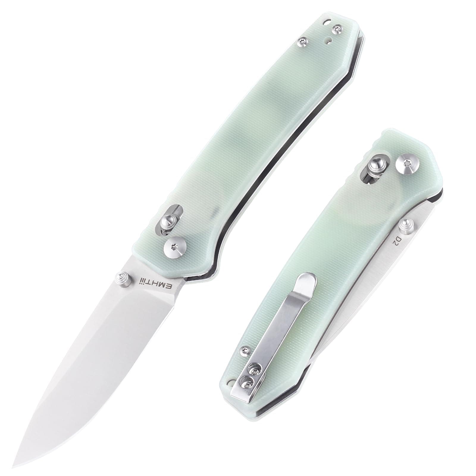 3.14" D2 Steel Satin Blade Folding Knife, G10 Scales, Axis Lock, Reversible Clip, Perfect for Men, Women, Camping & Hiki