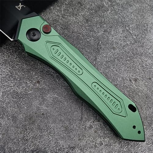 HUAAO Assisted Opening Folding Knife, Green Aluminum Handles, Christmas Gift for Men and Women