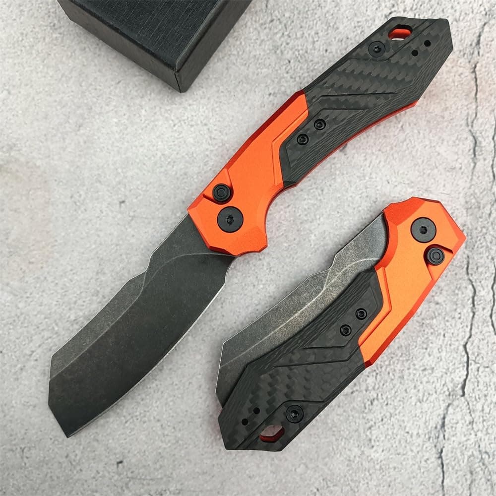 D2 Cleaver Blade Pocket Knife for Camping and Hunting