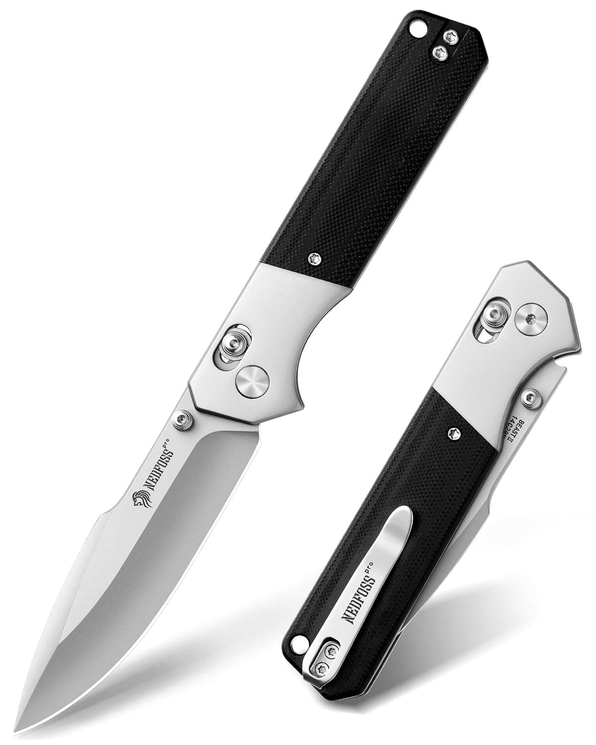 NedFoss BEAST Pocket Knife, 14C28N Steel, Axis Lock, G10 Handle, Lightweight camping gift