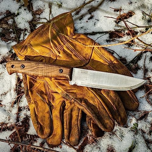 BPS Knives Adventurer - Bushcraft Fixed-Blade Carbon Steel Knife with Leather Sheath and Firestarter