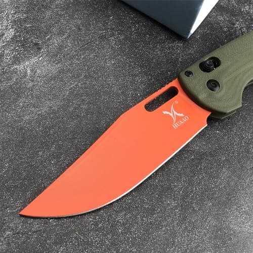 Taggedout Axis Lock Knife for Men - D2 Blade, G10 Green Handle, Manual Open, with Deep Carry Clip