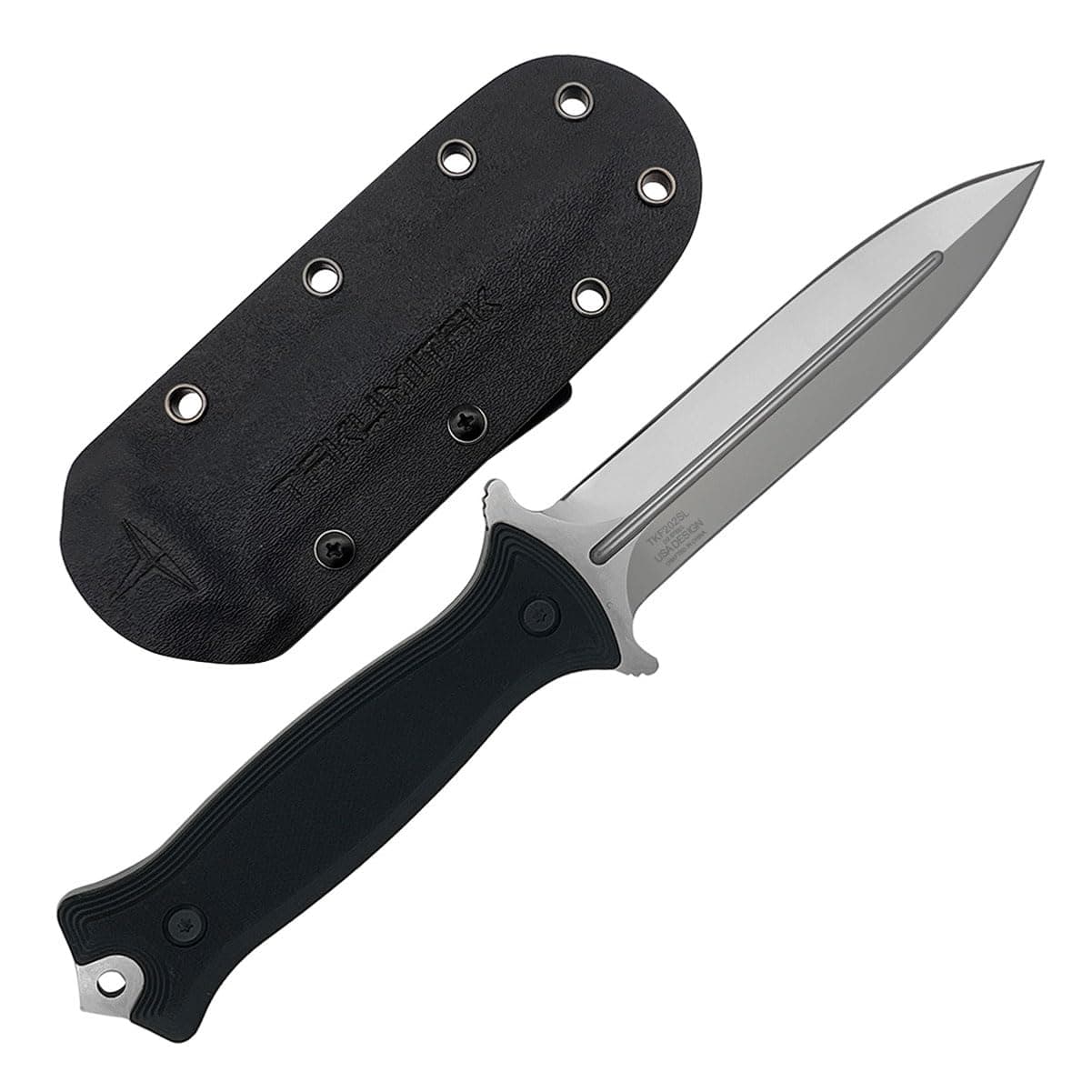 Tactical Survival Knife with G10 Handle and Molle Clip (Silver TKF202SL)