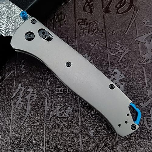 Titanium Folding Pocket Knife with Damascus Blade and Clip
