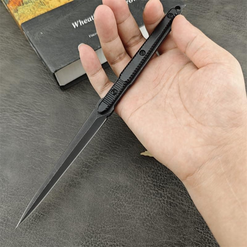 Cool 4.9" Kydex Sheath Fixed Blade Knife for Men Best EDC Camping Tool (BLACK)