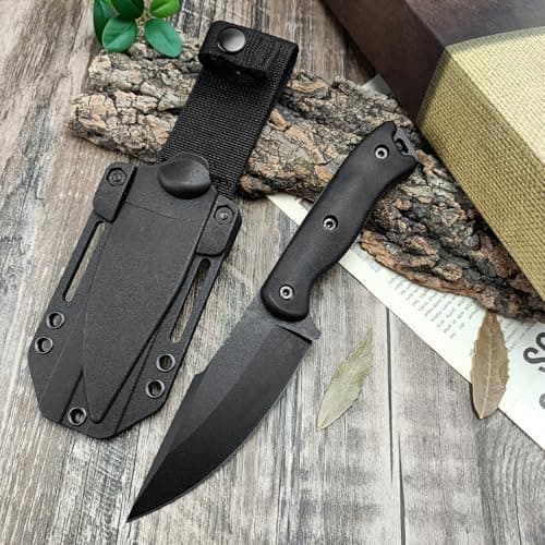 HUAAO 9.1 inch Harpoon D2 Steel Tactical Knife with Sheath, Camping & Hunting