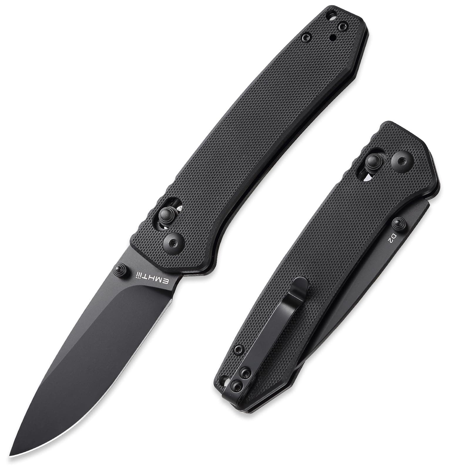 D2 Steel Reversible Clip Pocket Knife: 3.14" Black Drop Point, G10 Handle, Axis Lock, Ideal for Camping