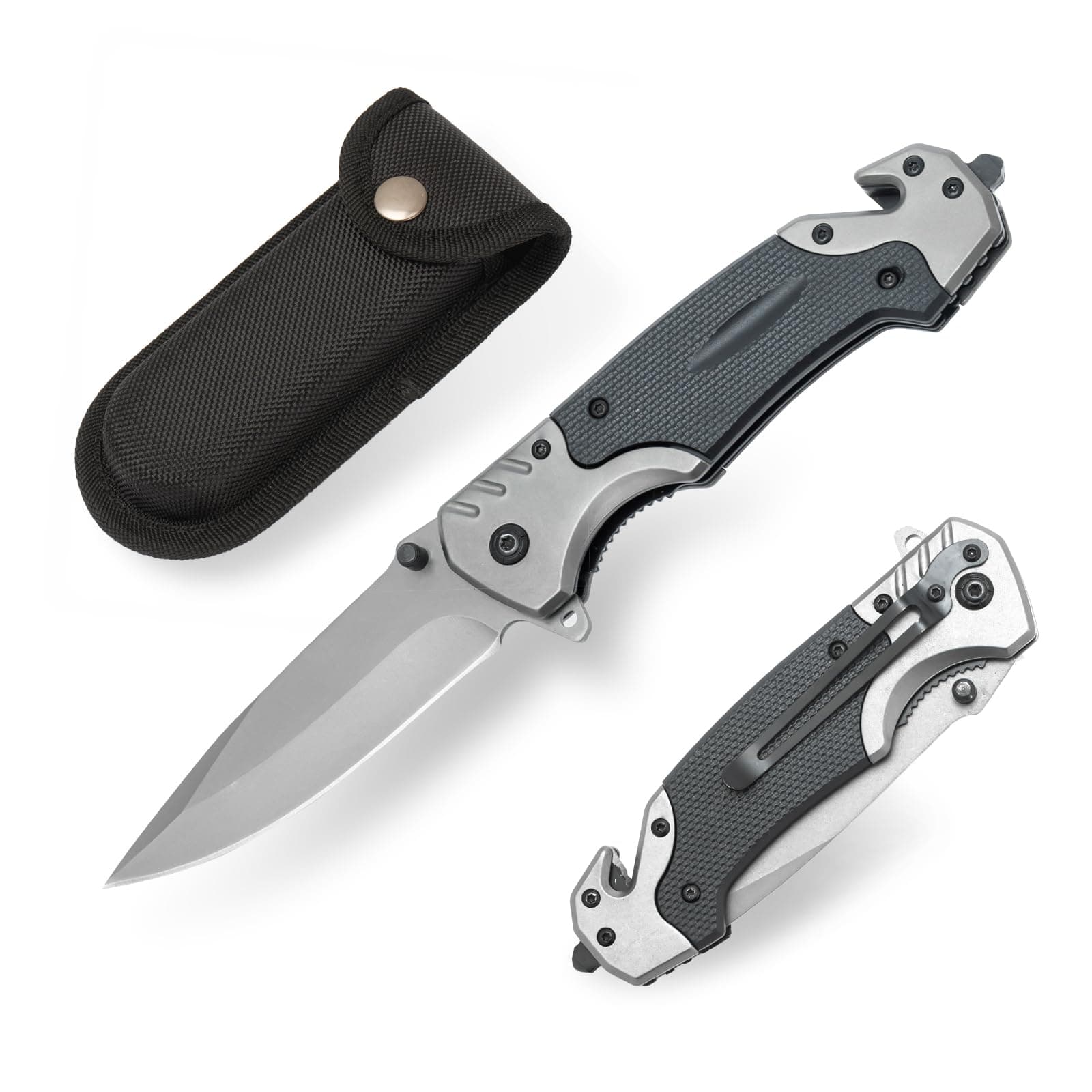 Folding Pocket Knife, 3-in-1 Multitool Switch Blade, EDC Tactical Knife for Self Defense, Camping, Hunting