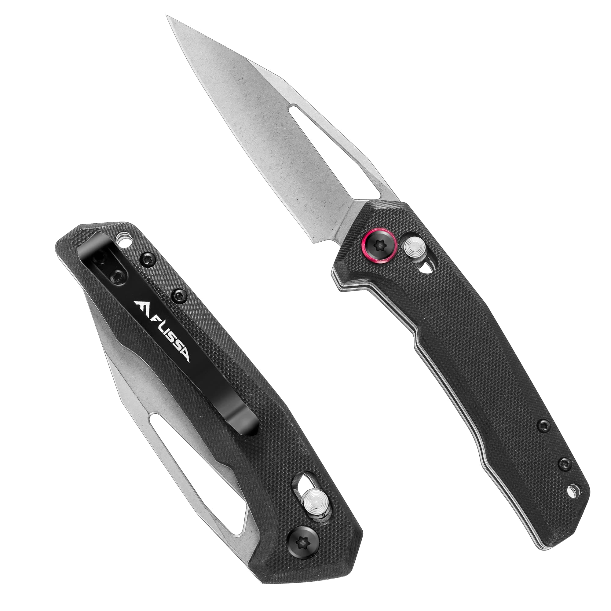 Flissa Pocket Knife, 3.25" D2 Blade, Axis Lock, G10 Handle, Black