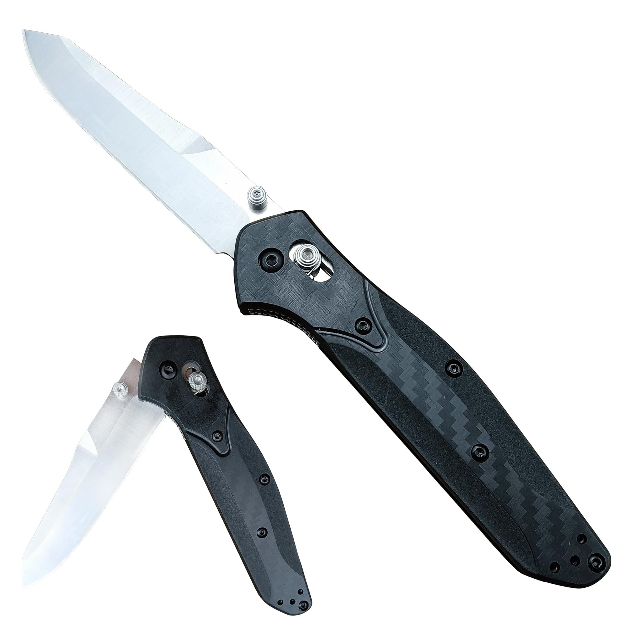 HUAAO Axis Lock EDC Knife, 3.3" Satin Blade, Black Fiberglass Handle, Lightweight Camp Knife