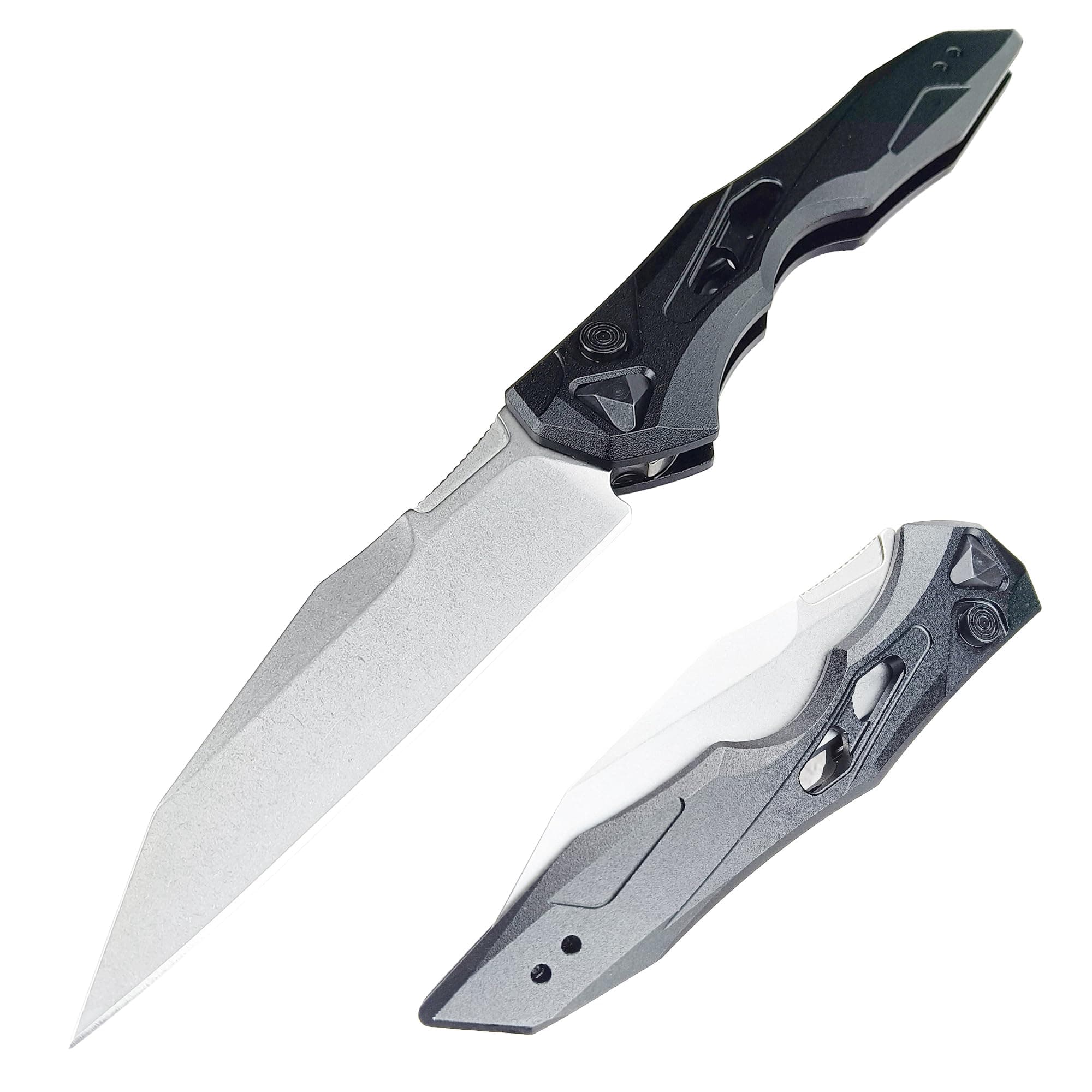 HUAAO SpeedSafe Folding Knife with 3.5in D2 Blade and Aluminum Handle - Perfect Everyday Carry for Camping and Gifts for Men