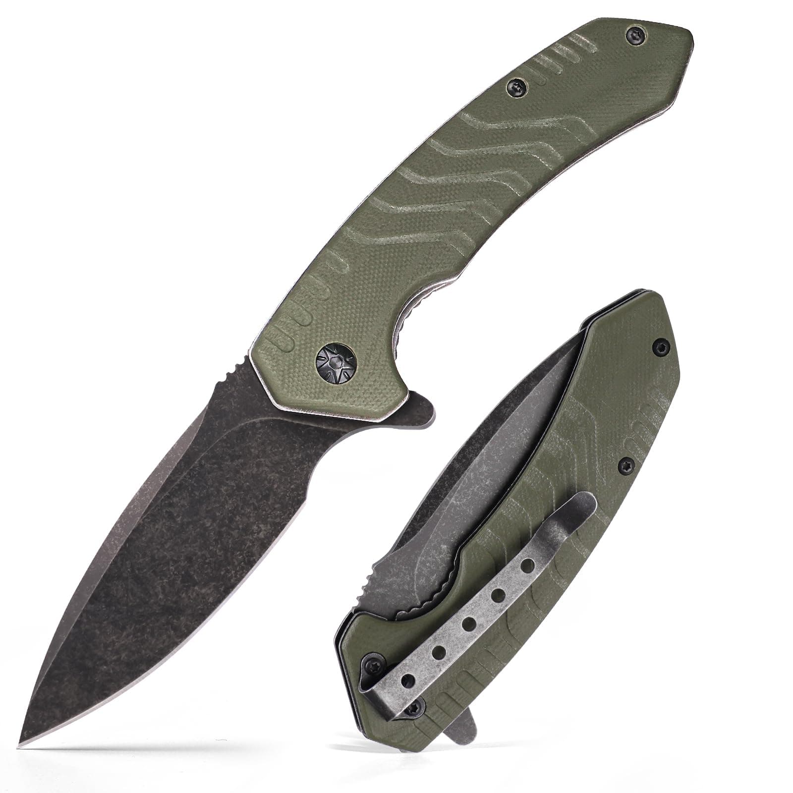 Folding Pocket Knife with 3.3 D2 Steel Blade and G10 Handle - Compact EDC Tool for Camping, Hunting, and Survival for Men and Women
