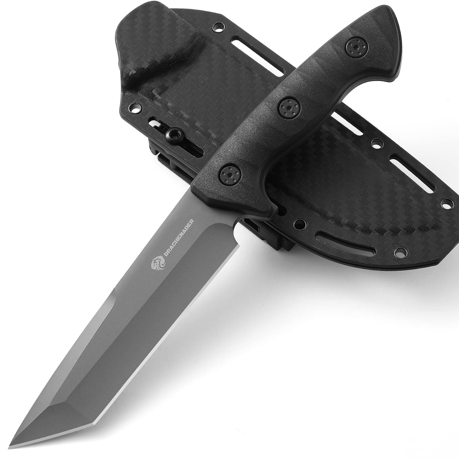 Tanto Fixed Blade Knife with Sheath for Survival and Tactical Carry