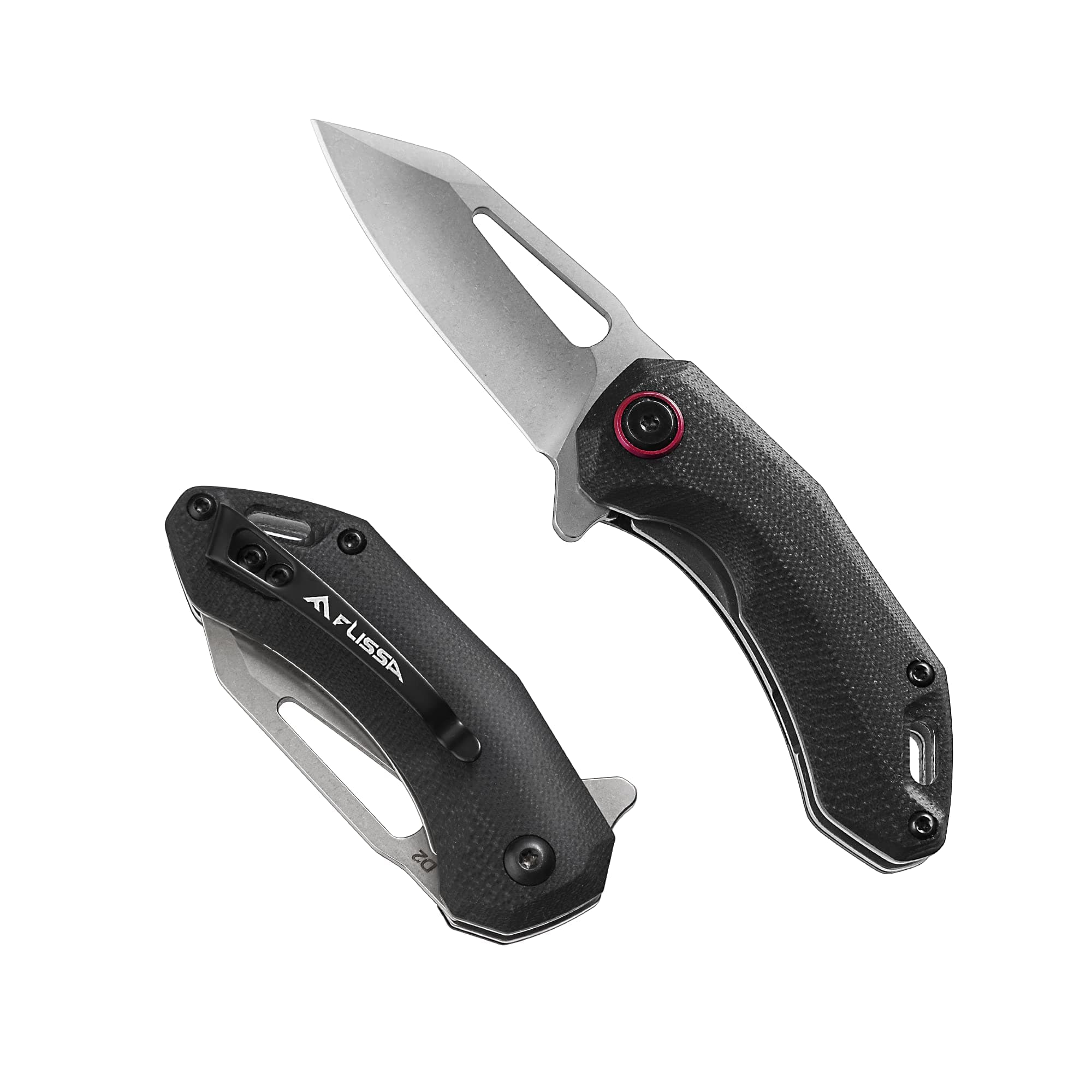 Flissa Mini Pocket Knife, 2.5" D2 Blade, G10 Handle, Black, EDC Knife for Outdoors