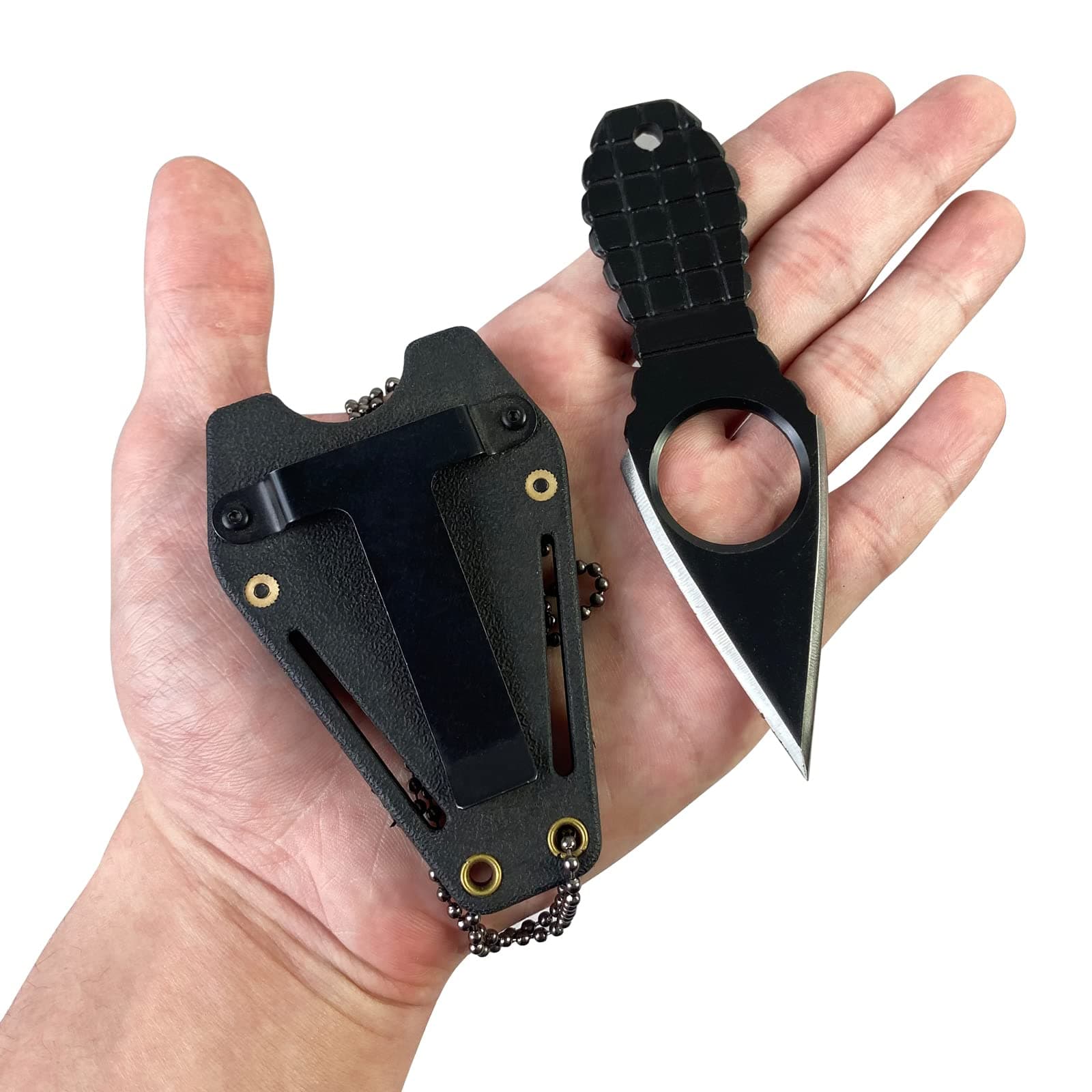 Ultra Small Fixed Blade Black Neck Knife for Men Tactical Outdoor Camp Knives