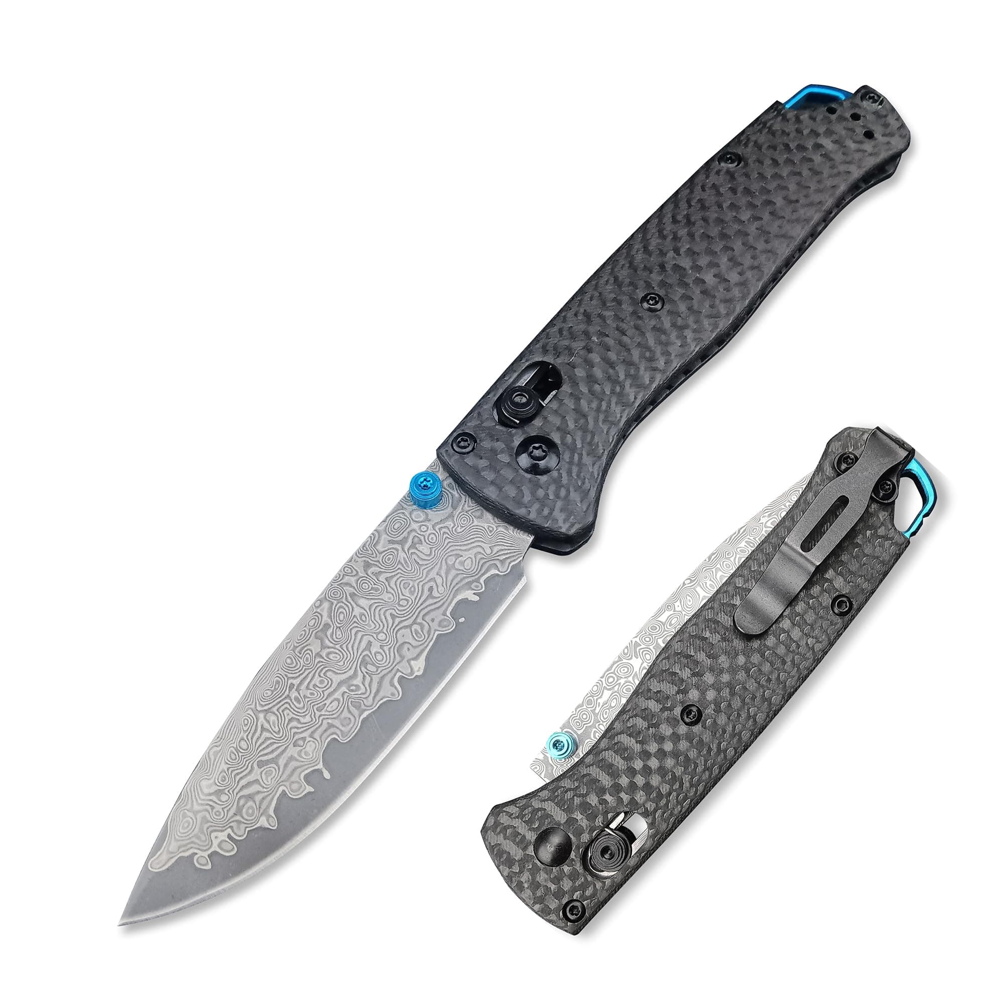 HUAAO Damascus Pocket Knife for Men, Axis Lock, Carbon Fiber Handle, Pocket Clip, EDC Gifts