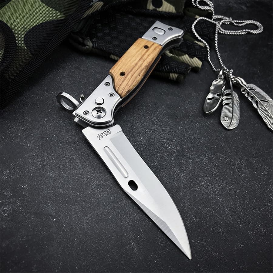 Goshawk 9" AK47 Push Button Pocket Knife，8Cr13Mov Steel，EDC Tactical Knife