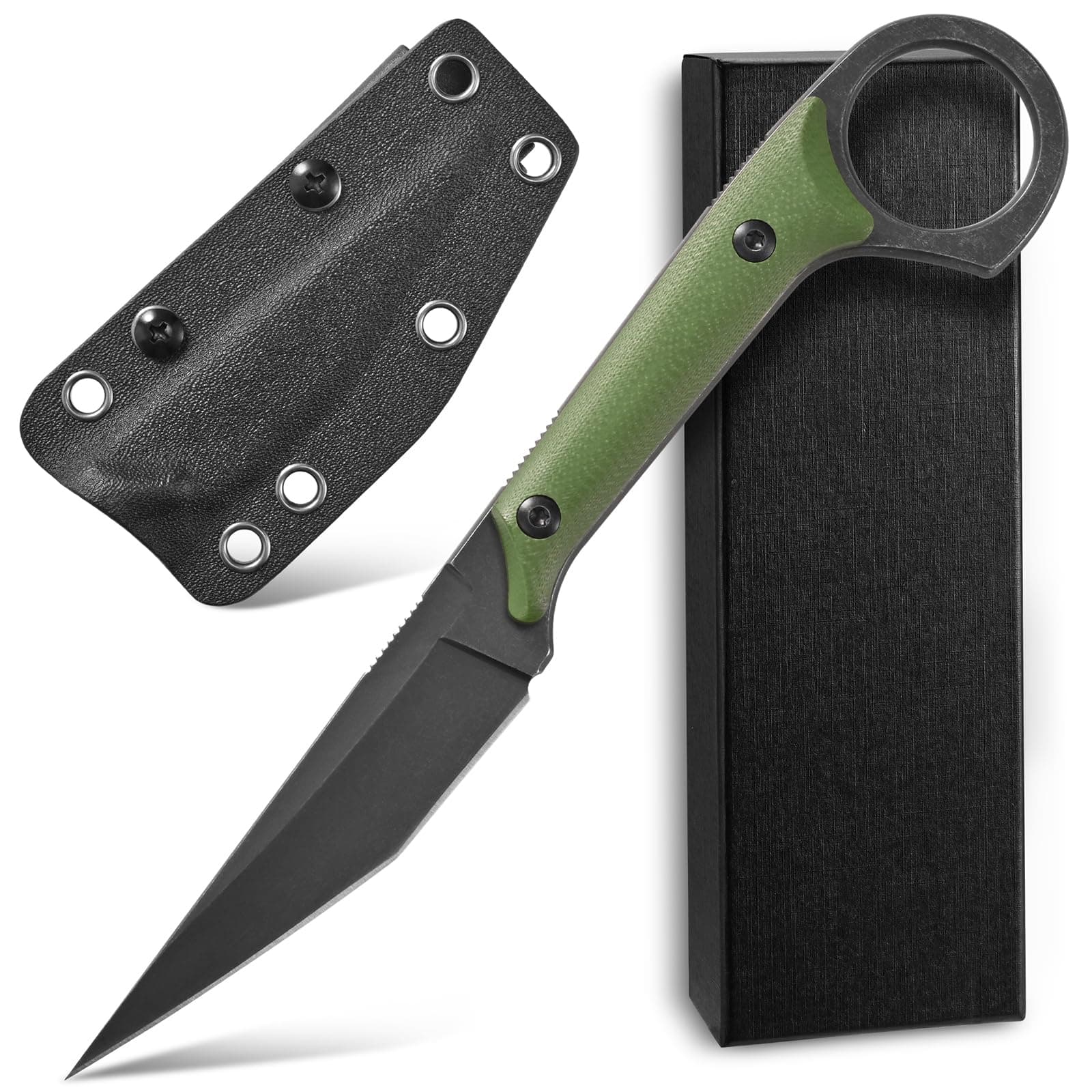 Ccanku C1140 Fixed Blade Knife, D2 Blade G10 Handle, Army Green EDC Tool