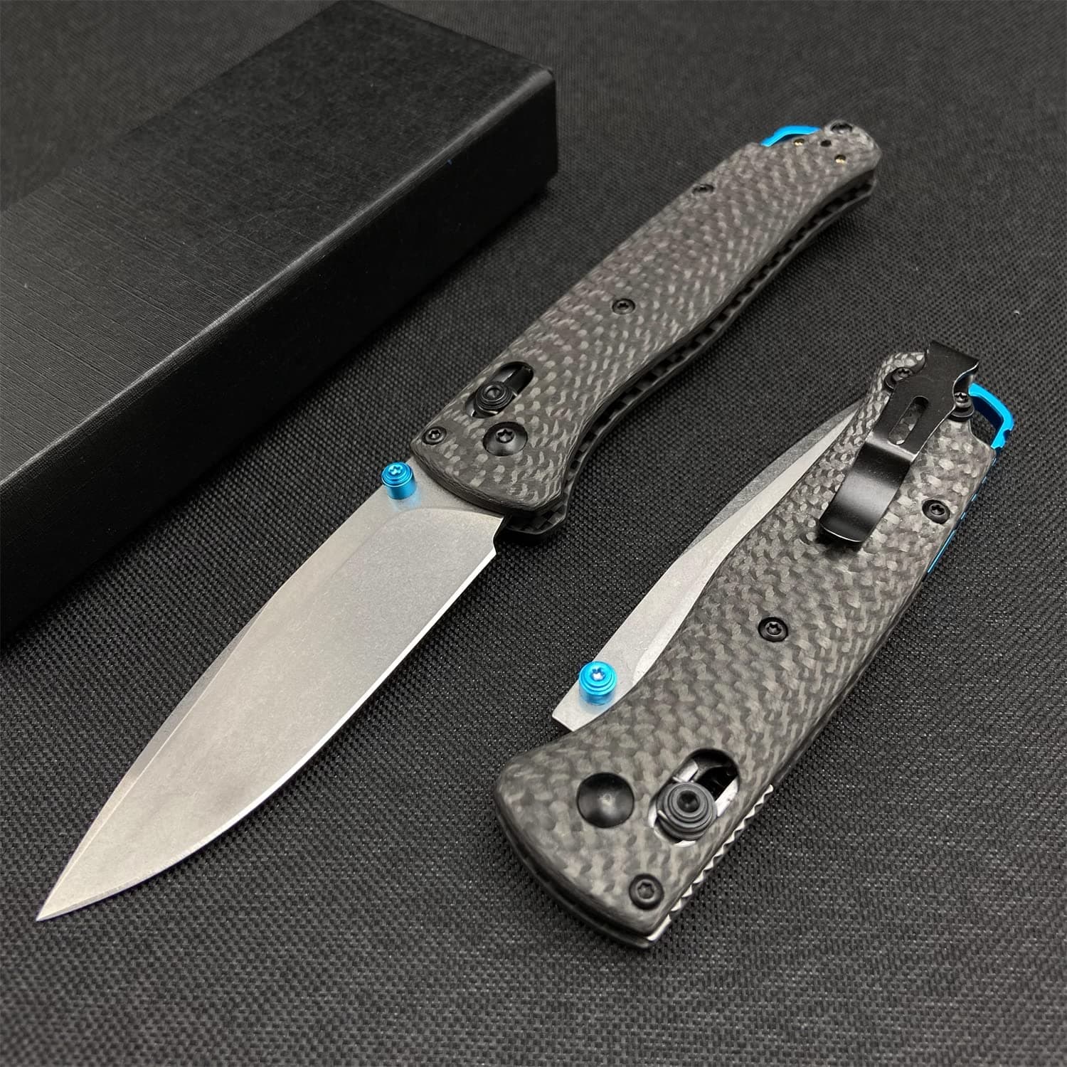 EDC Bugout Knife with Carbon Fiber Handle and Belt Clip
