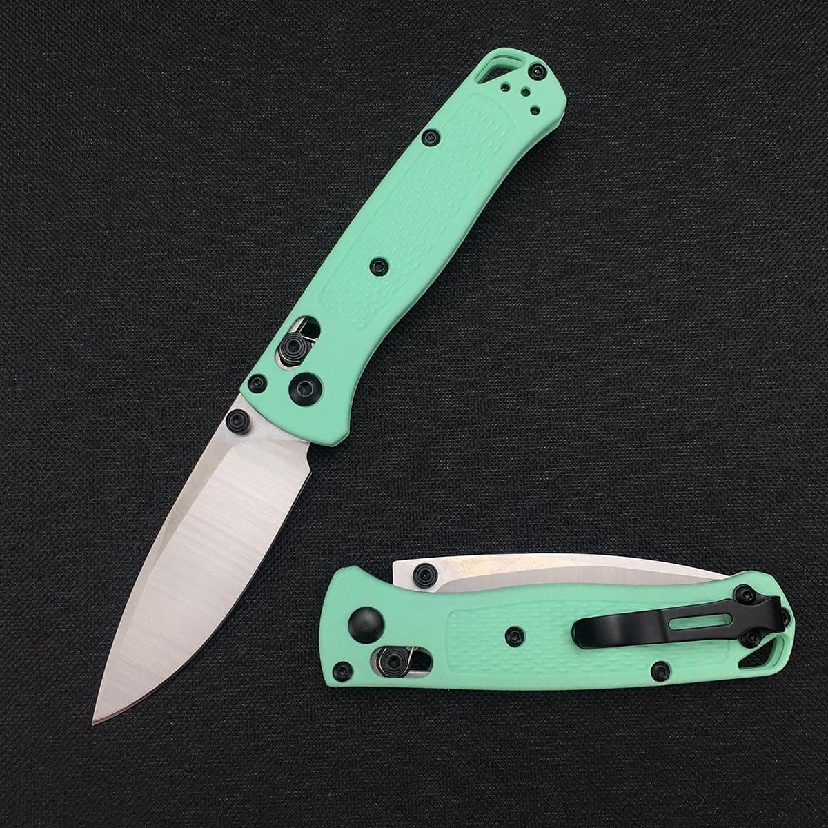 HUAAO 6.5" Thumb Stud Open Lock Knife, 7Cr17Mov Grivory Handle, Hunting & Camping Folding Knife (Green)