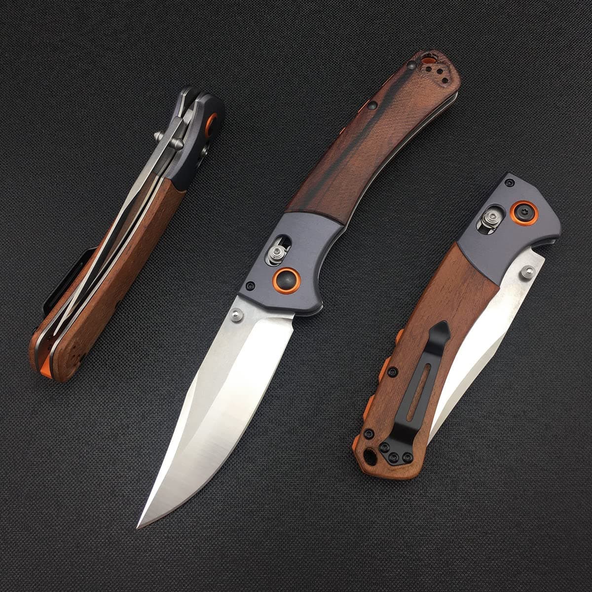 Everyday Carry Crooked River EDC Knife: 3.7 D2 Steel Blade, Wood Handle, Manual Folding with Belt Clip for Camping