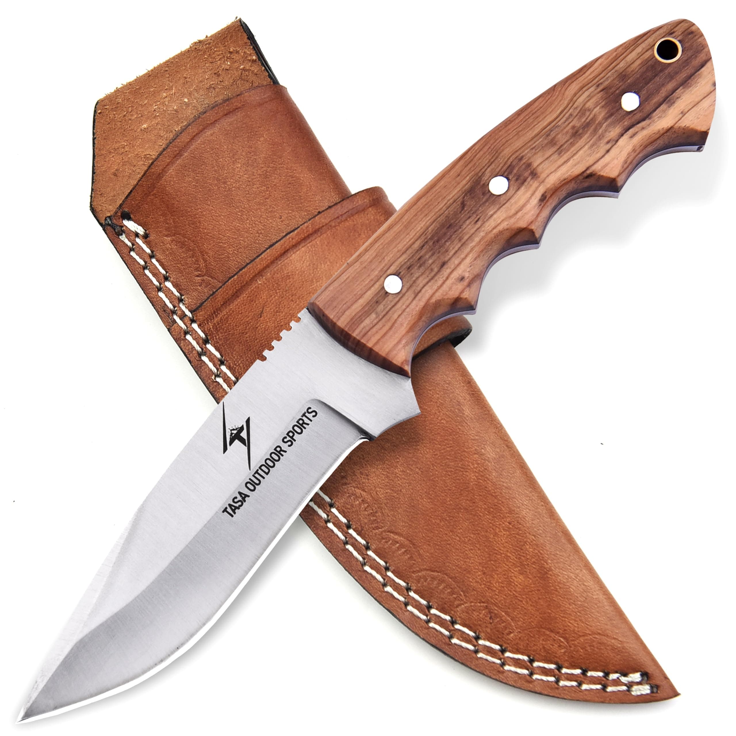 9" Olive Wood Handle Skinner Knife – 1095C Steel Full Tang Bushcraft Knife for Men, Camping, and Survival