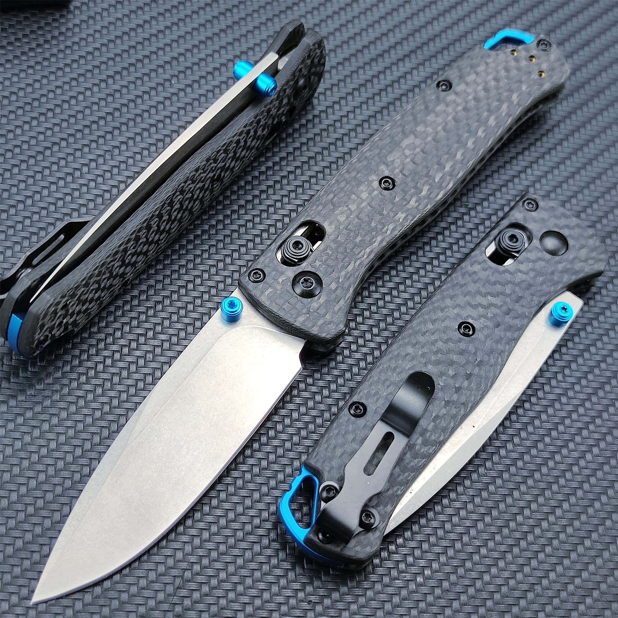 Axis Lock Knife: Men's EDC Folding Satin Blade 440C Carbon Fiber Handle Knives