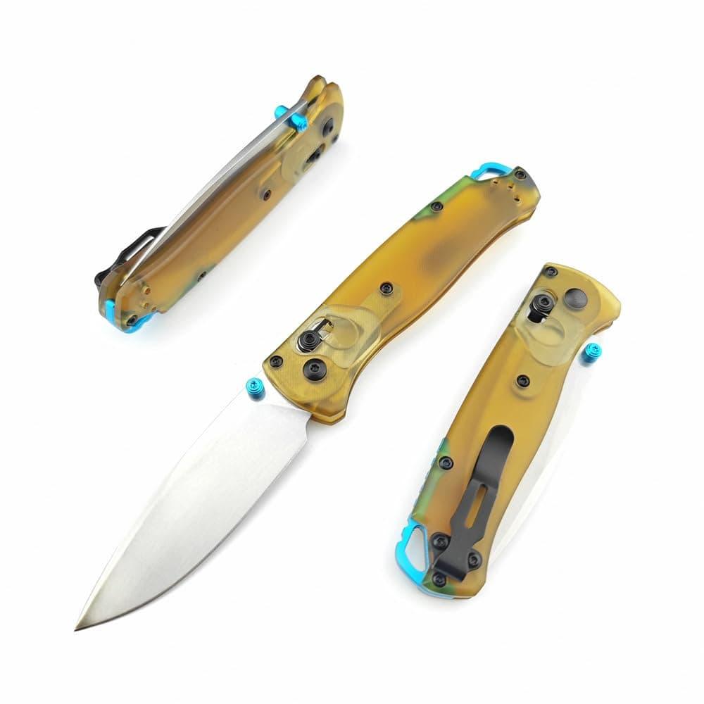 Axis Lock Knife, 7.4" EDC Folding Pocket Knife, D2 Blade, PEI Handle, Deep Carry Clip, Thumb Stud, Outdoor Camping (Whit