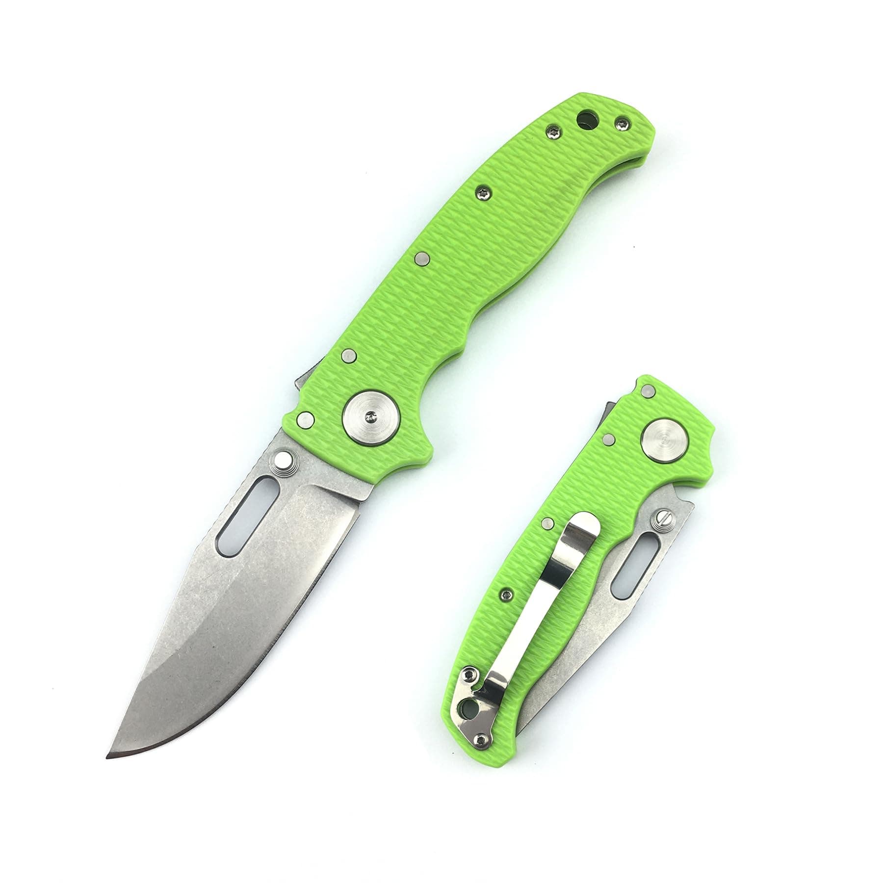 Shark Lock Folding Pocket Knife, 2.9'' 8Cr13MoV Steel, Green Grivory Handle, Thumb Stick, EDC, Camping, Hunting