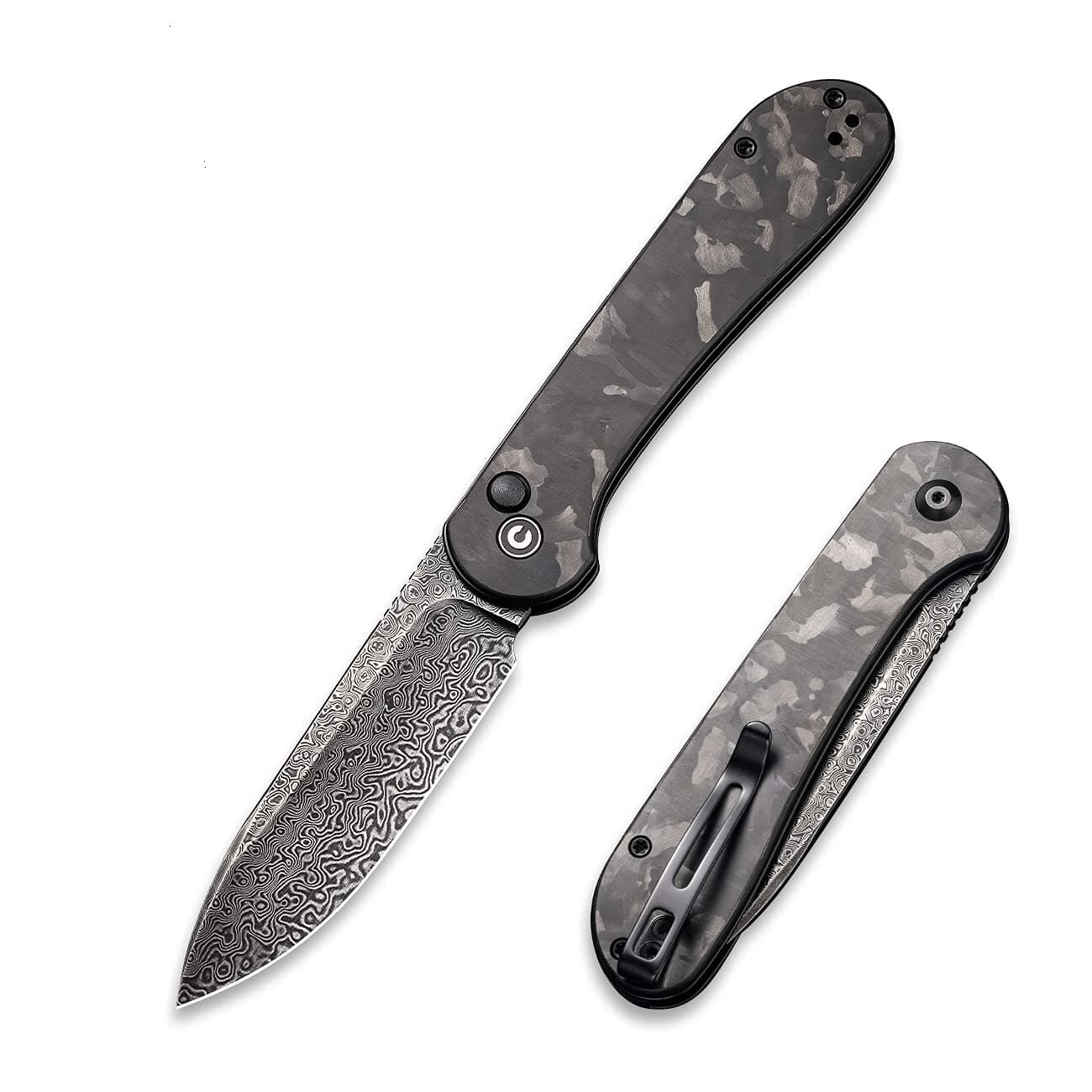CIVIVI Elementum Button Lock Damascus Blade Knife - EDC C2103DS-3