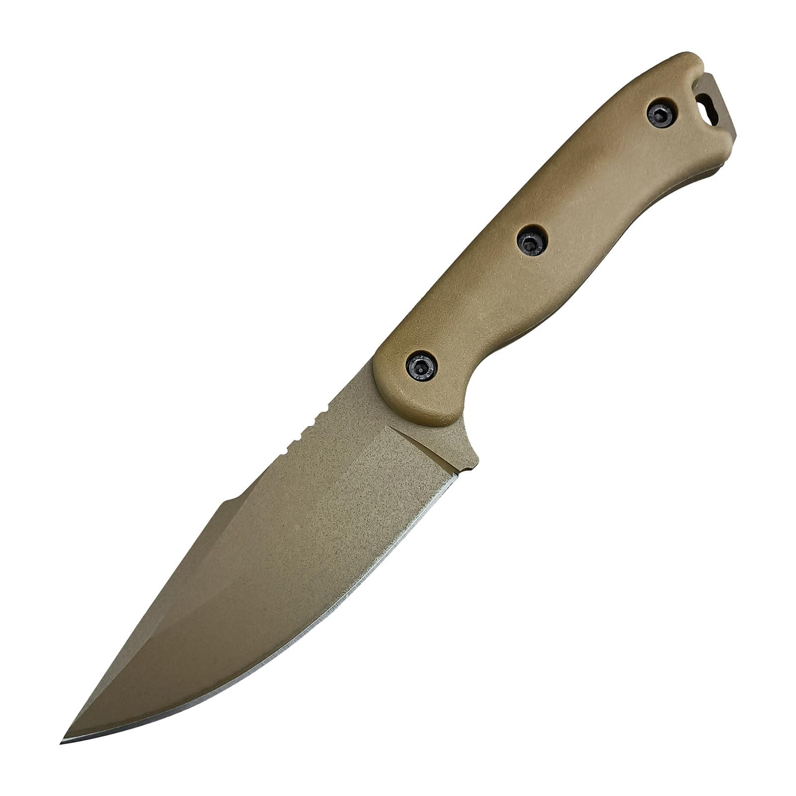 HUAAO D2 Steel Harpoon Knife, 9.1 Inch Fixed Blade for Camping, Hunting, Survival (Tan)
