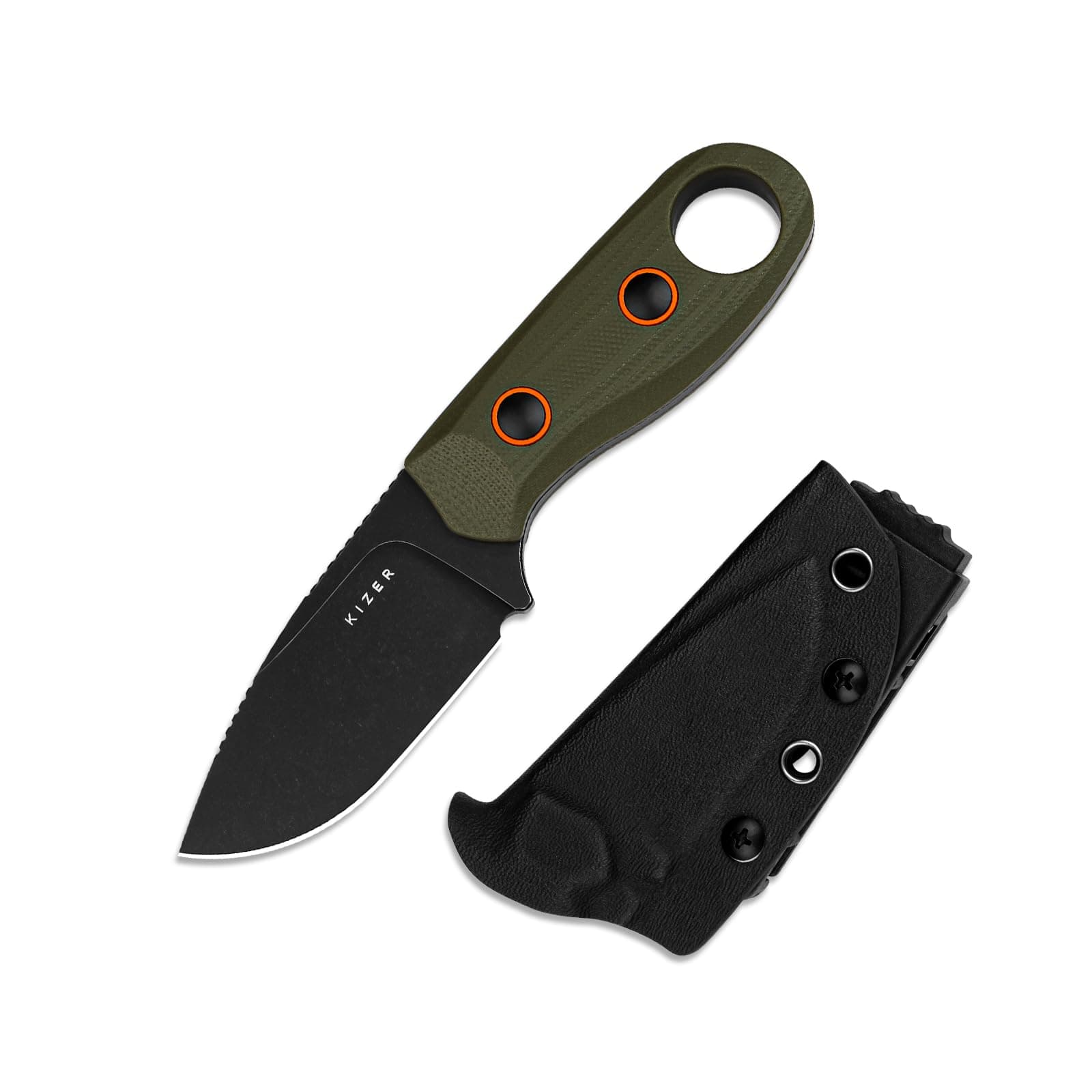 Kizer Beaver Fixed Blade Knife, 2.75" D2blade EDC Camping Knife, Olive Green G10 Handle