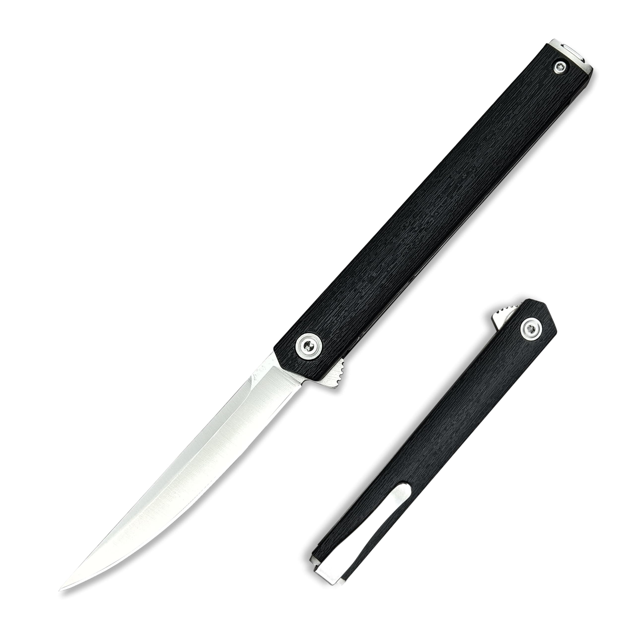 Silver Liner Lock Folding Knife, 7.76in CEO Flipper, 8Cr13MoV Steel, Nylon Glass Fiber Handle, EDC for Men