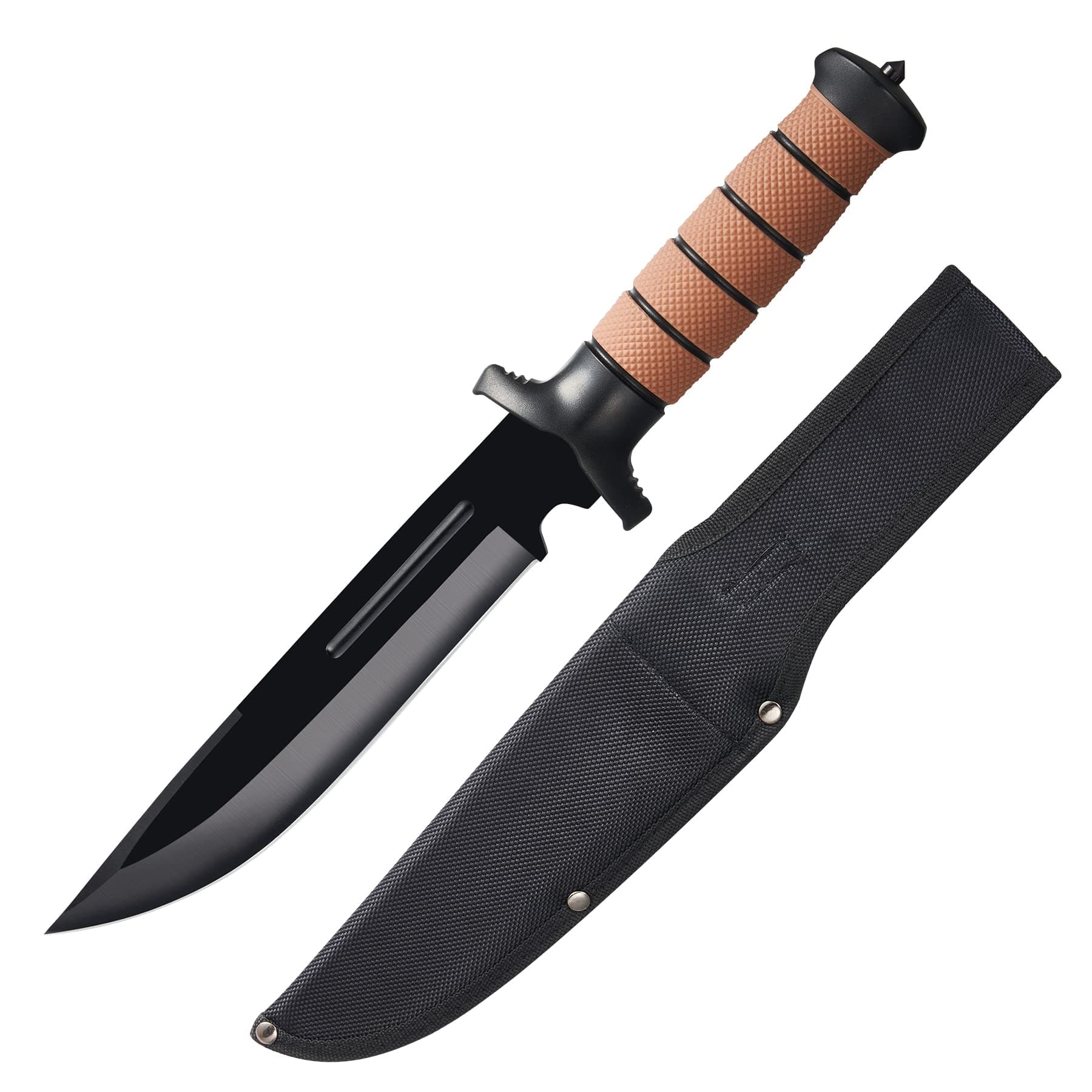 13.6" Stainless Steel Full Tang Bowie Knife with Sheath for Camping, Hunting, and Adventure, D101BK