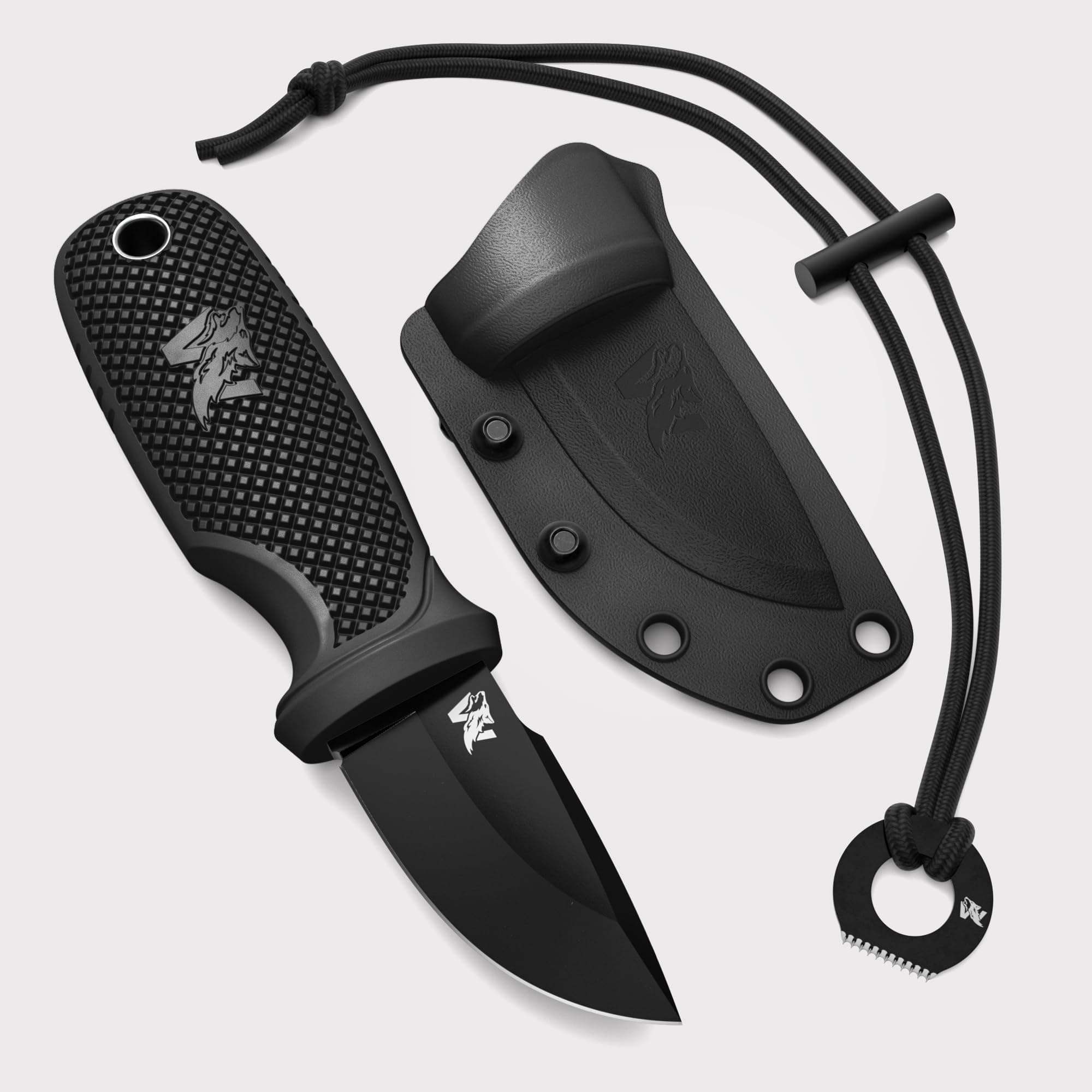 W-MINI Full Tang Neck Knife with Sheath & Necklace - EDC Fixed Blade Knife